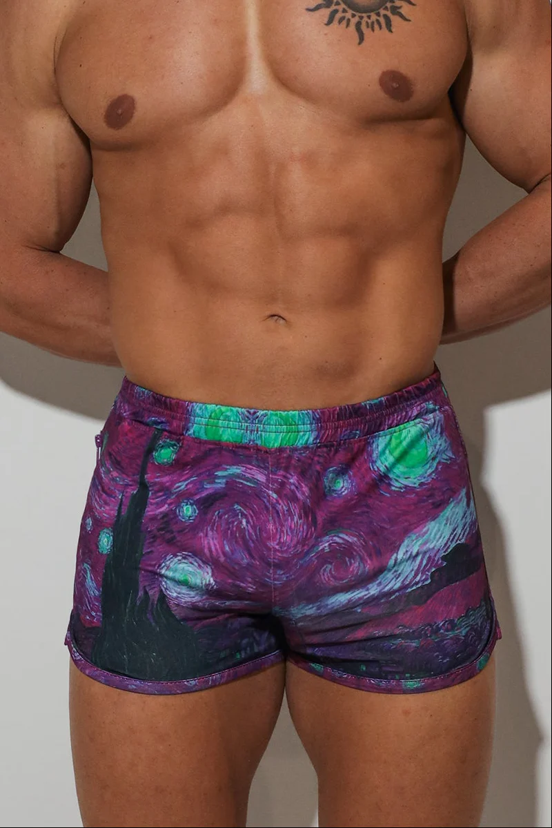 2" Side Split Booty Shorts - Starry Night