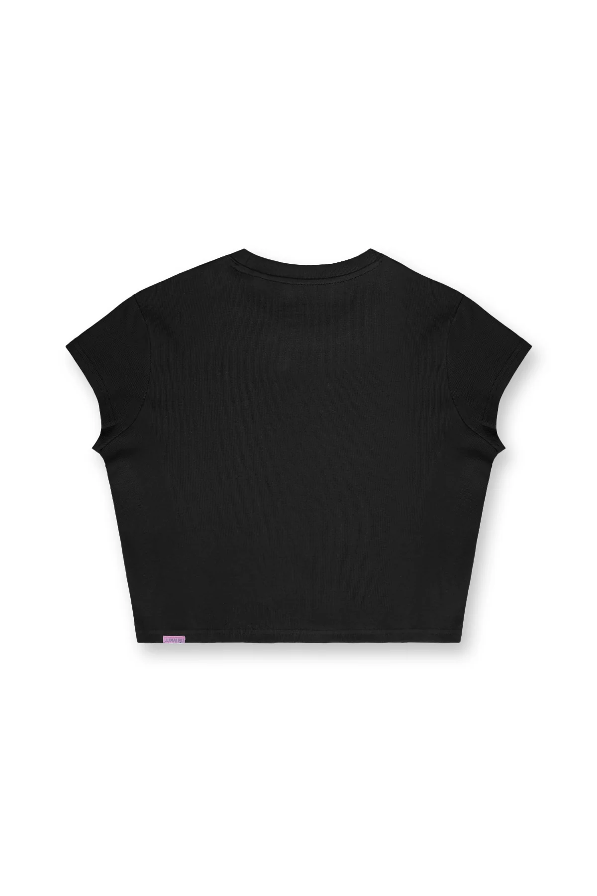 Cap Sleeve Rib Knit Crop Top - Black - Image 4