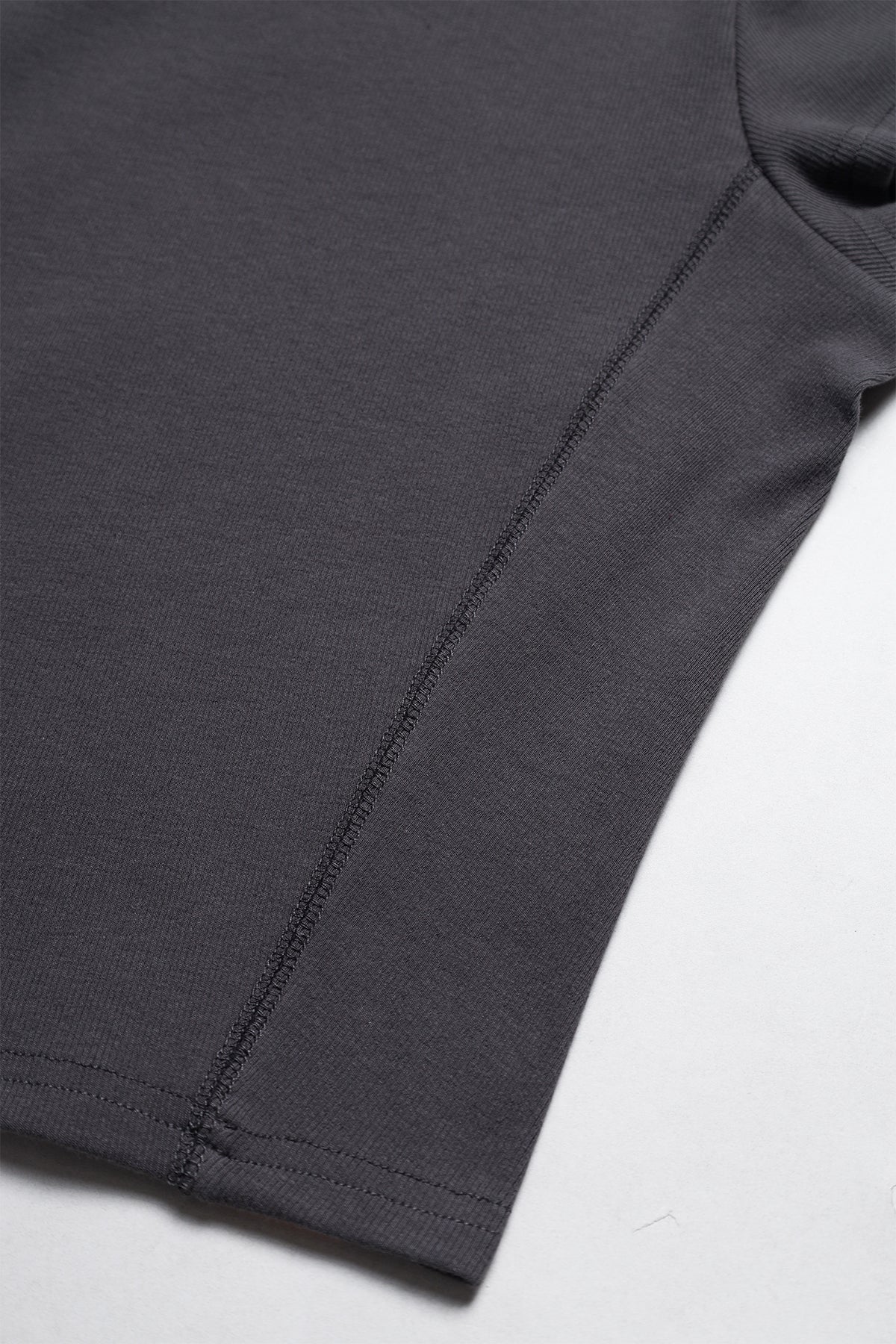 Cap Sleeve Rib Knit Crop Top - Storm Grey - Image 5