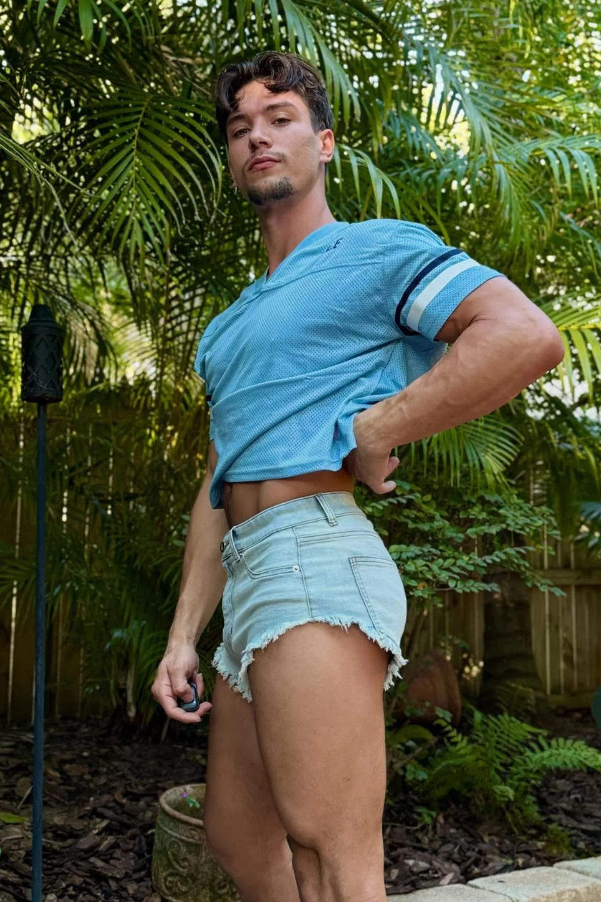 Cheeky Summer 2.5" Denim Brief Shorts - Sky Blue - Image 7