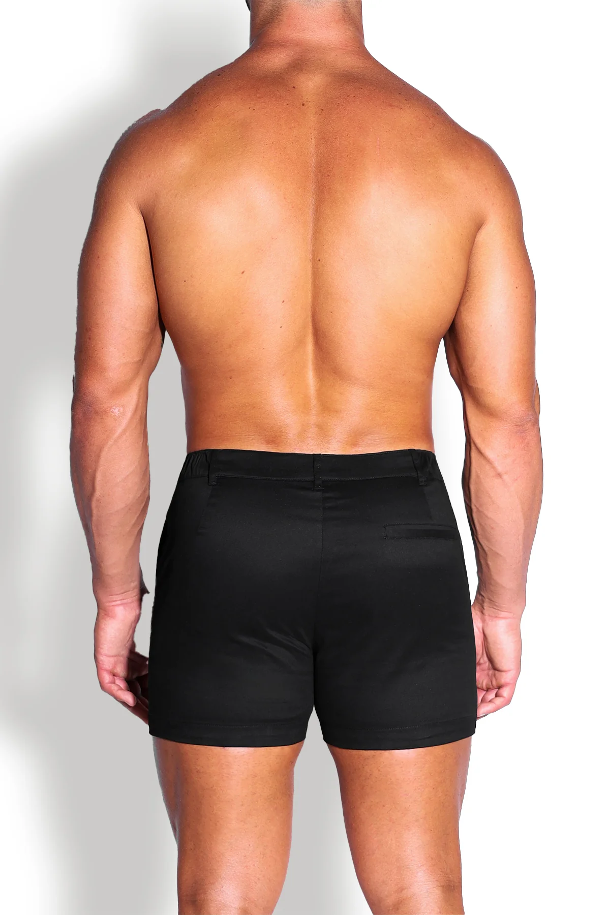 Muscle-fit Men's 4'' Stretchy Chino Shorts - Jet Black - Image 3