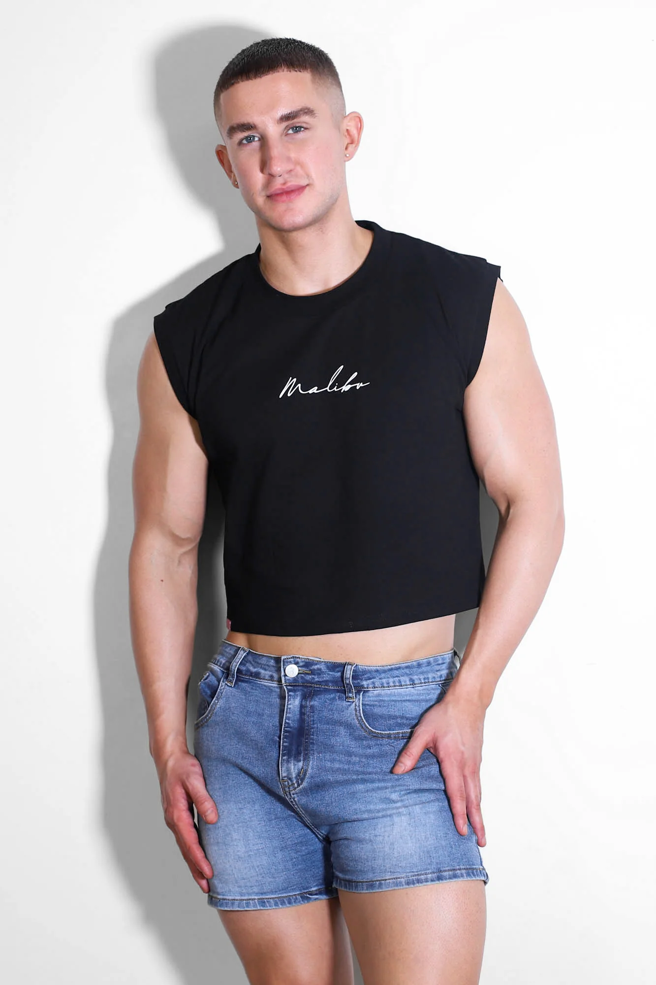 Escapism Muscle-Fit Crop Tank - B&W JJ Logo - Image 5