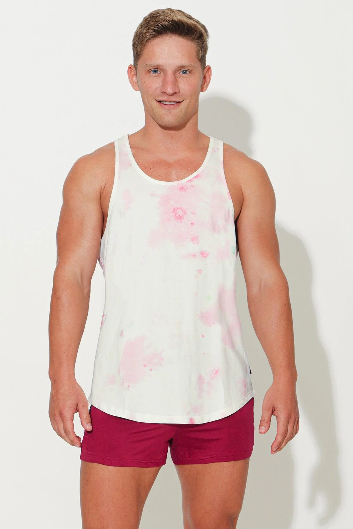 Feel-Me Scoop Bottom Tank - Pink Tie Dye - Image 3