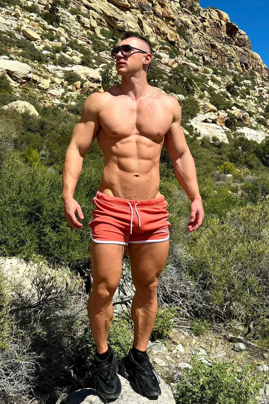 For-the-Night 4" Gym Short Shorts with Drawstring - Tangerine - Image 10