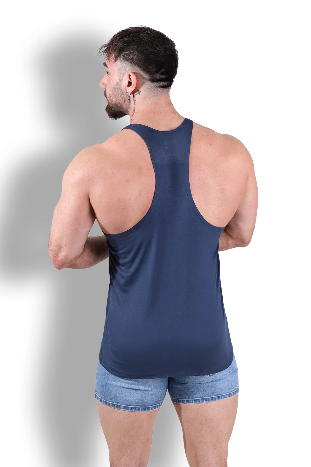 Gym Bae Classic Workout Stringer - Navy - Image 4
