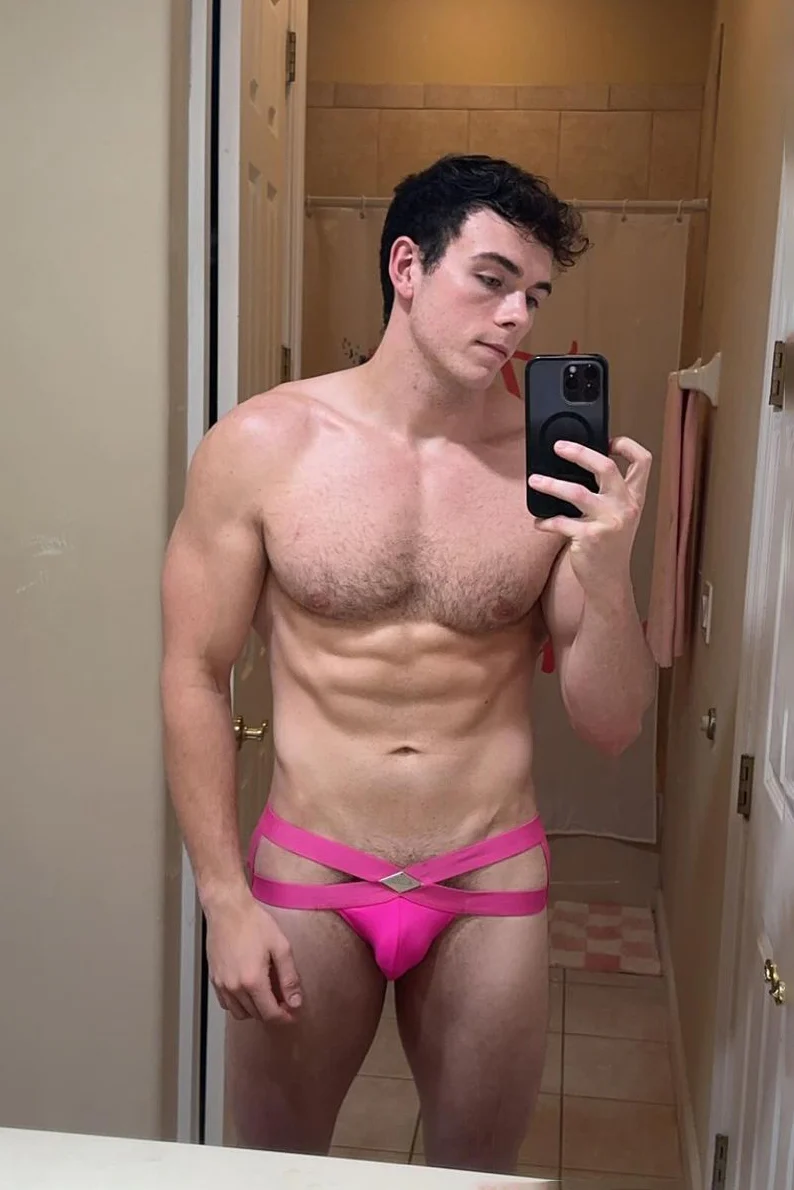 Hustler Cross Jockstrap - Neon Pink - Image 3