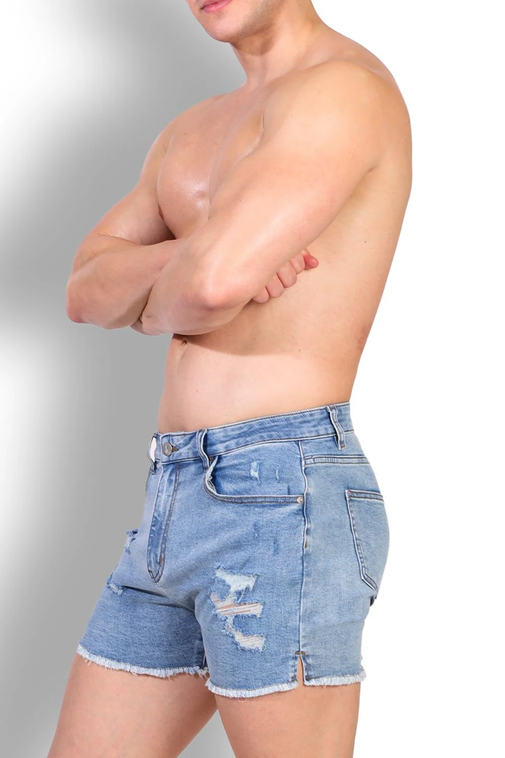 Jaded 3.5" Denim Short Shorts - Washed Blue - Image 7