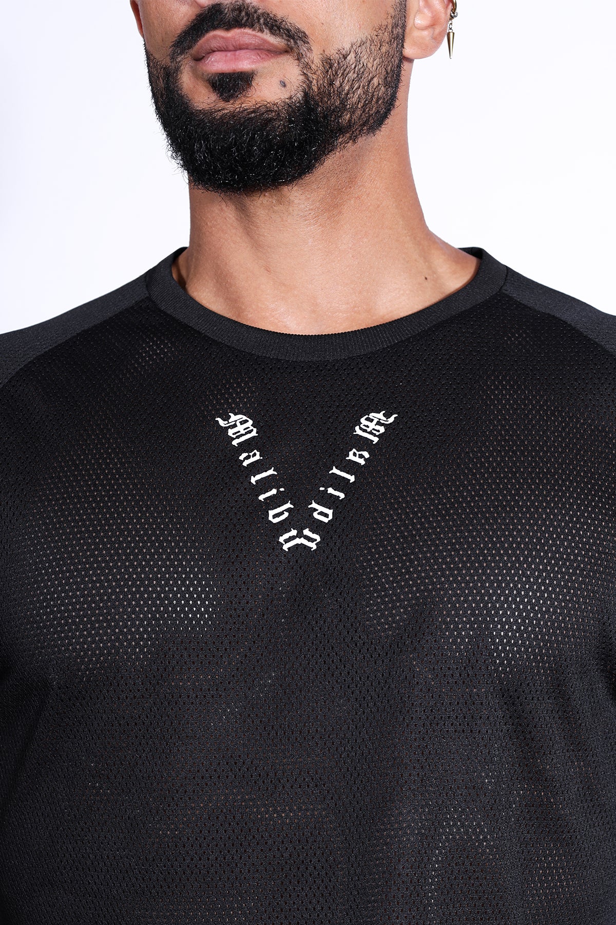 Jersey Mesh Cropped T-Shirt - Midnight Black - Image 3