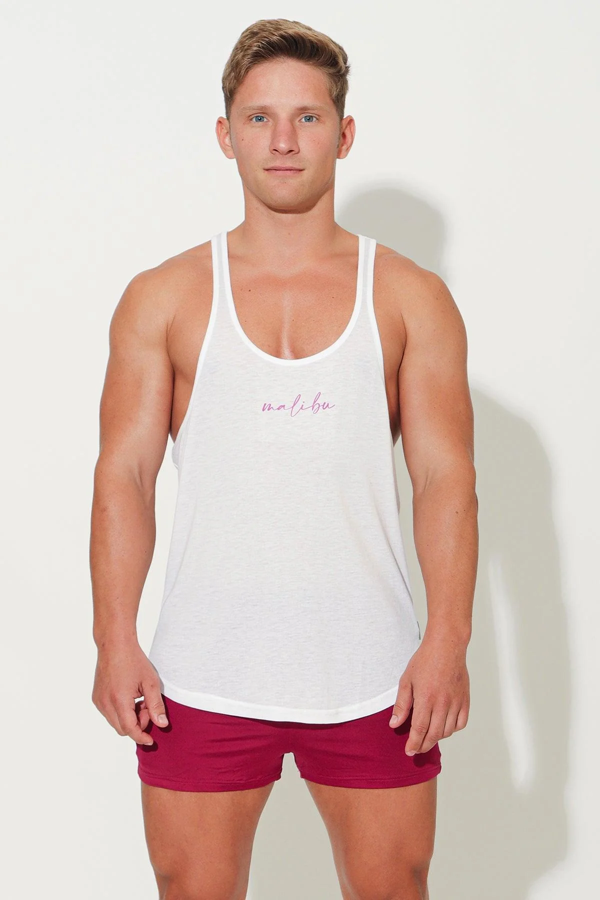 JJ Classic Workout Stringer - White w/ Purple Logo - Image 4