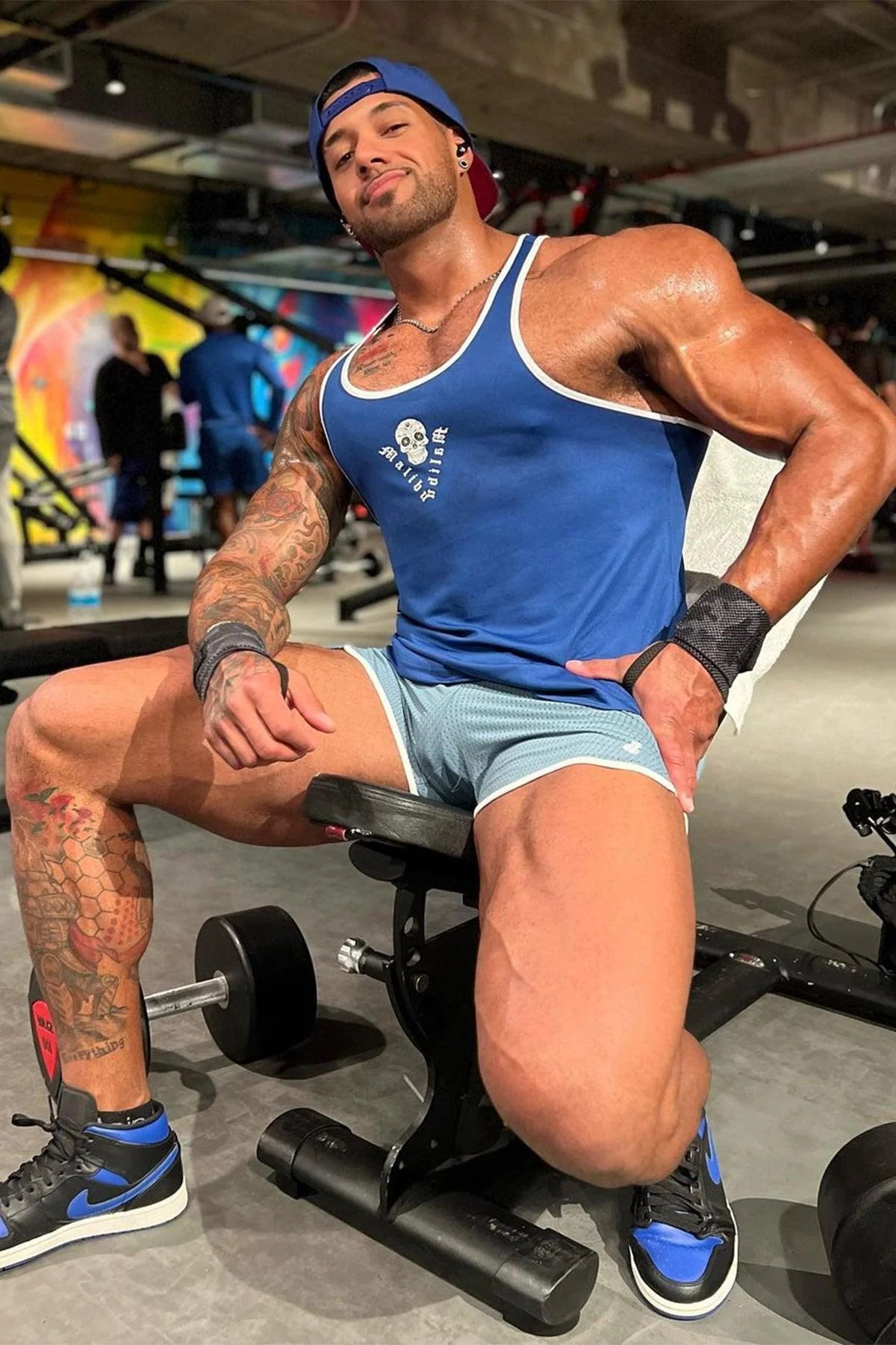JJ Cool-Dry Gym Stringer - Dark Blue w/ Skull Design - Image 2