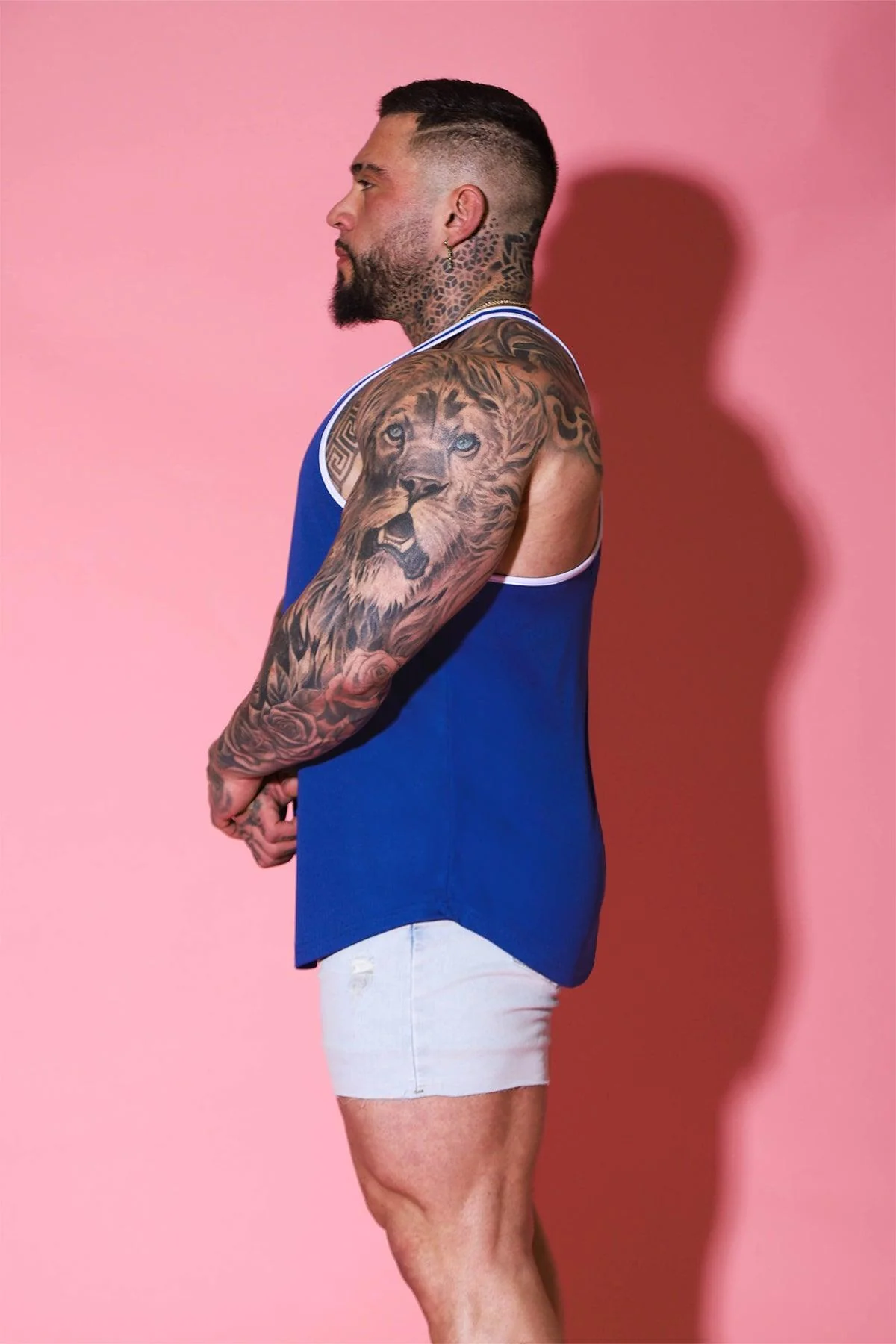 JJ Cool-Dry Gym Stringer - Dark Blue w/ Skull Design - Image 3