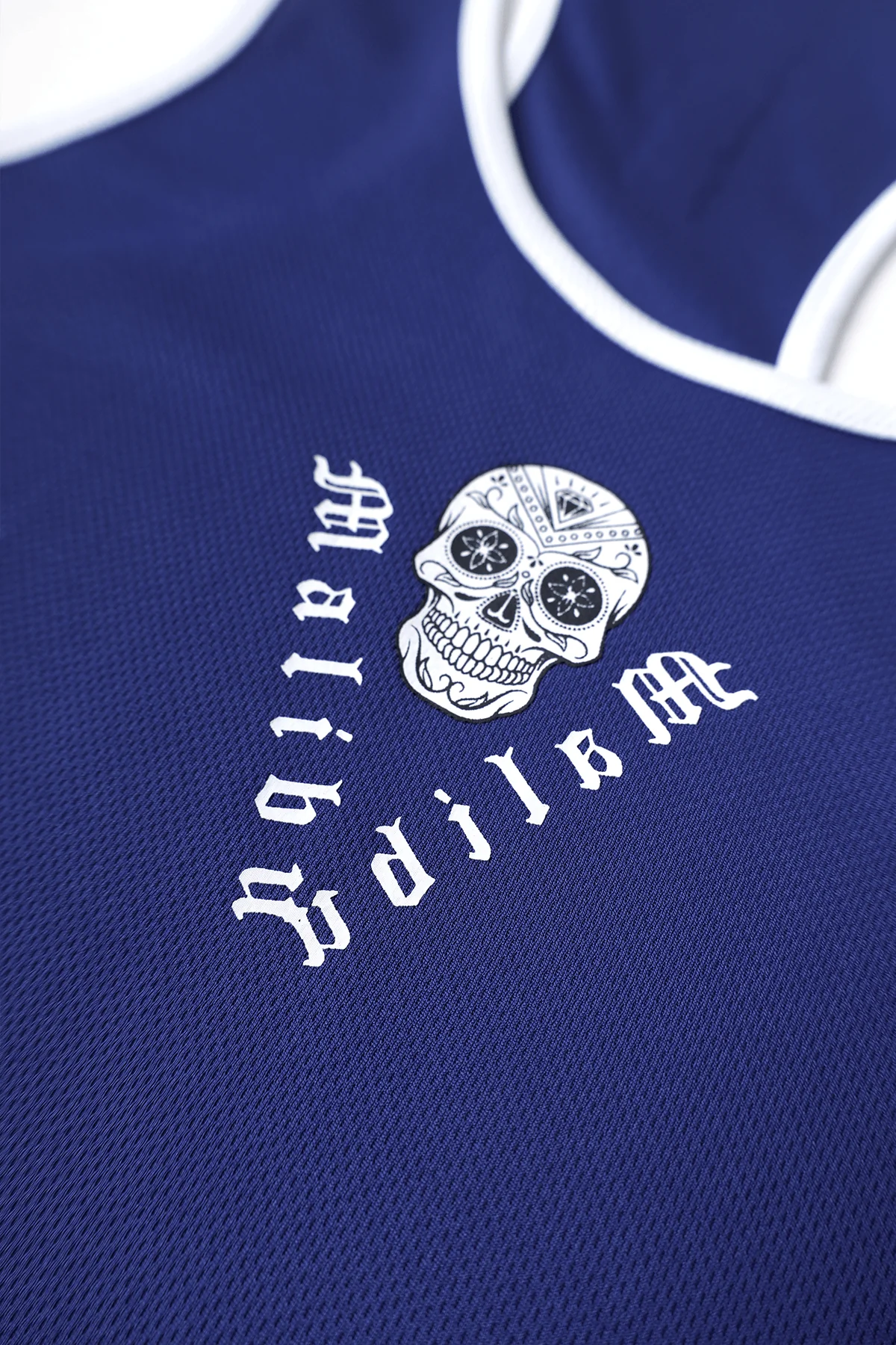 JJ Cool-Dry Gym Stringer - Dark Blue w/ Skull Design - Image 9