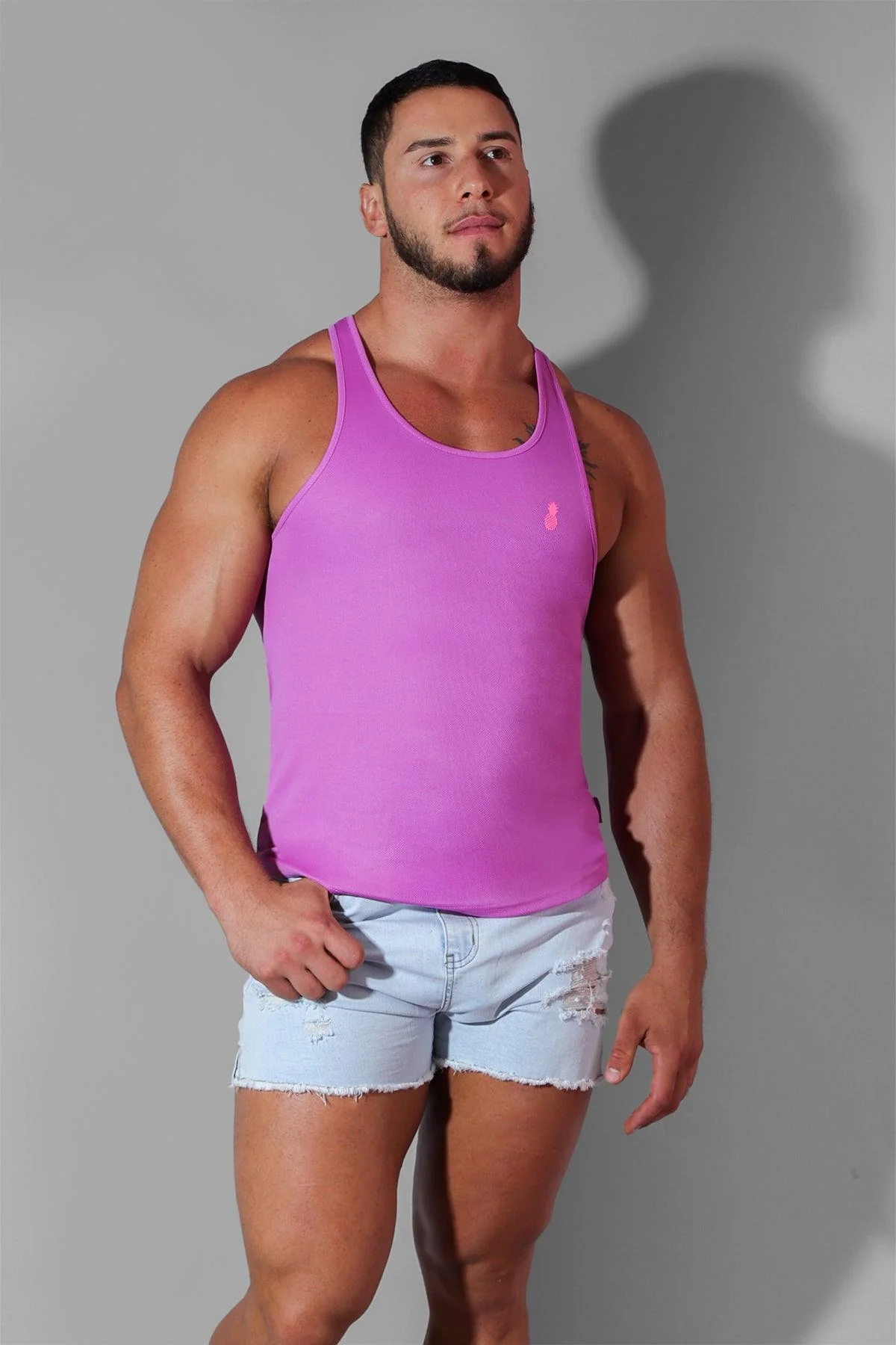 JJ Cool-Dry Gym Stringer - Neon Purple - Image 3