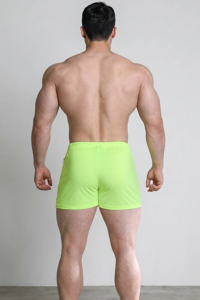 Karma 2" Short Shorts with Zipper Pockets - Neon Yellow - Image 2