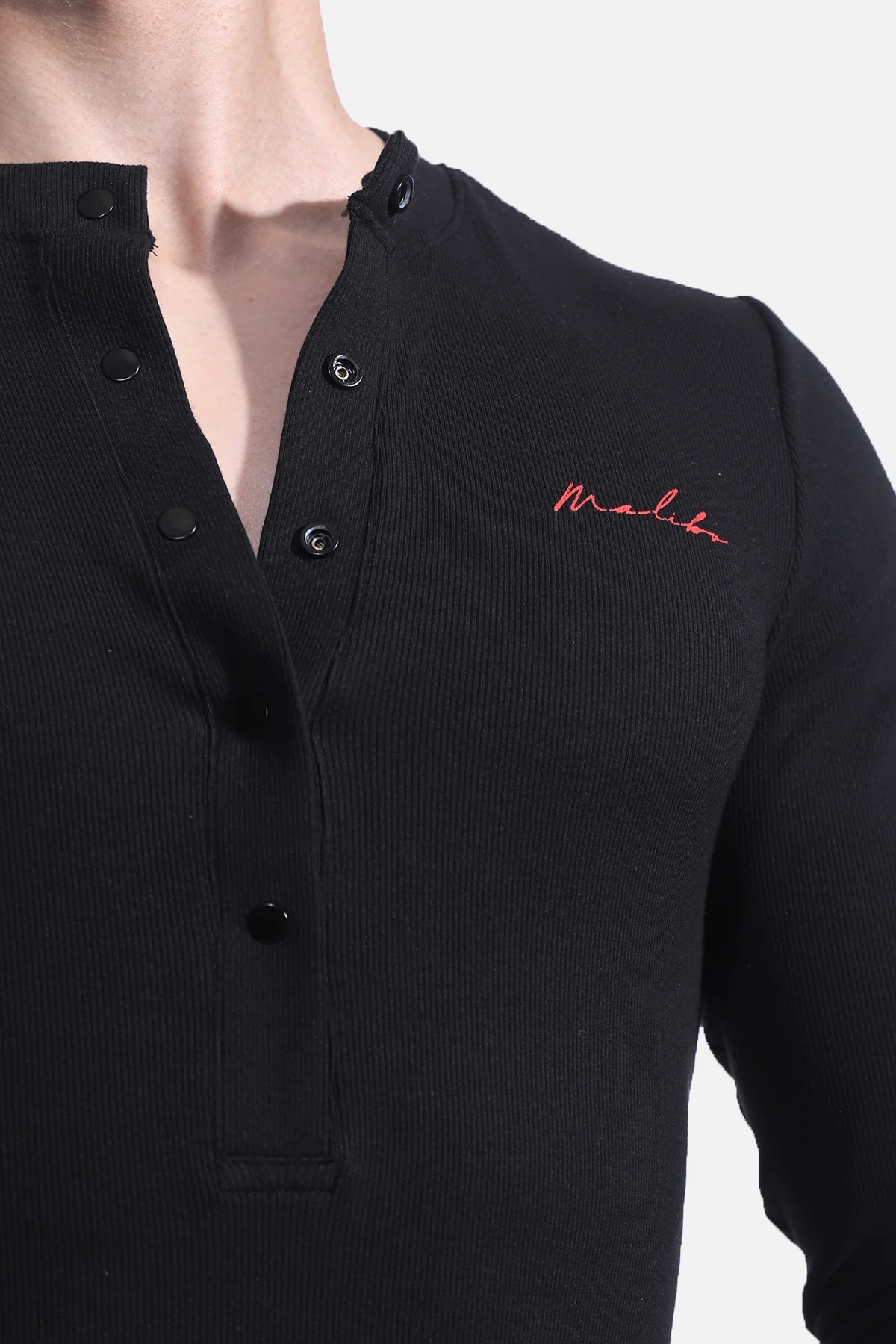 Infinity Long Sleeve Button Up Bodysuit - Midnight Black - Image 3