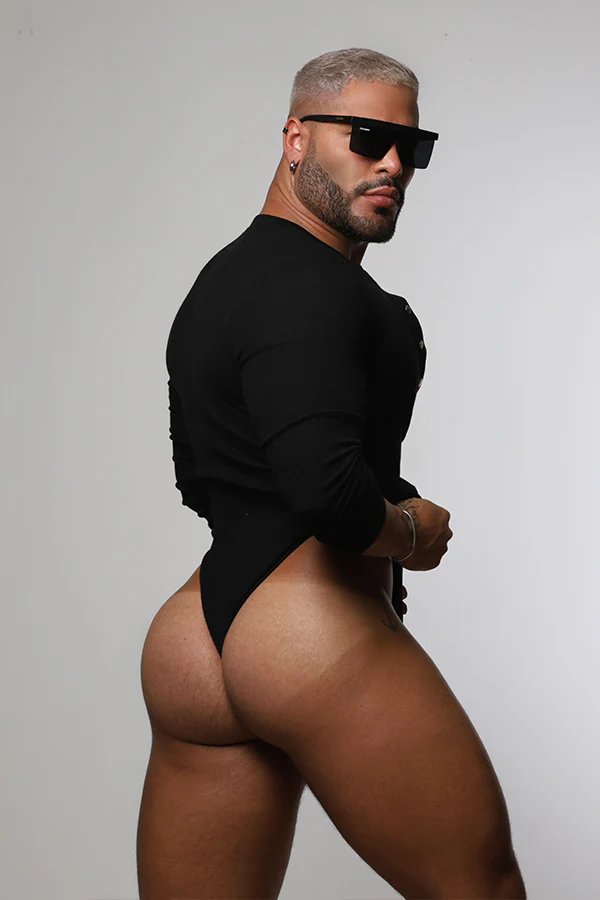 Infinity Long Sleeve Button Up Bodysuit - Midnight Black - Image 7
