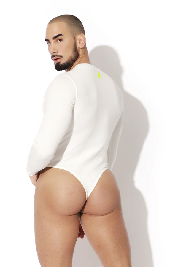 Infinity Long Sleeve Button Up Bodysuit - White - Image 5