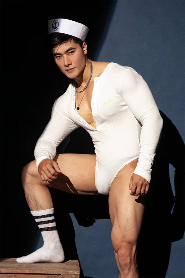 Infinity Long Sleeve Button Up Bodysuit - White - Image 6