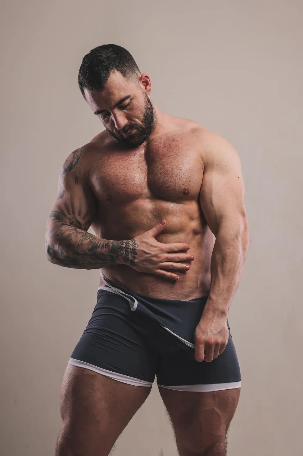 Men's Athletic Wrestling Singlet Bodysuit - Dark Grey - Image 6