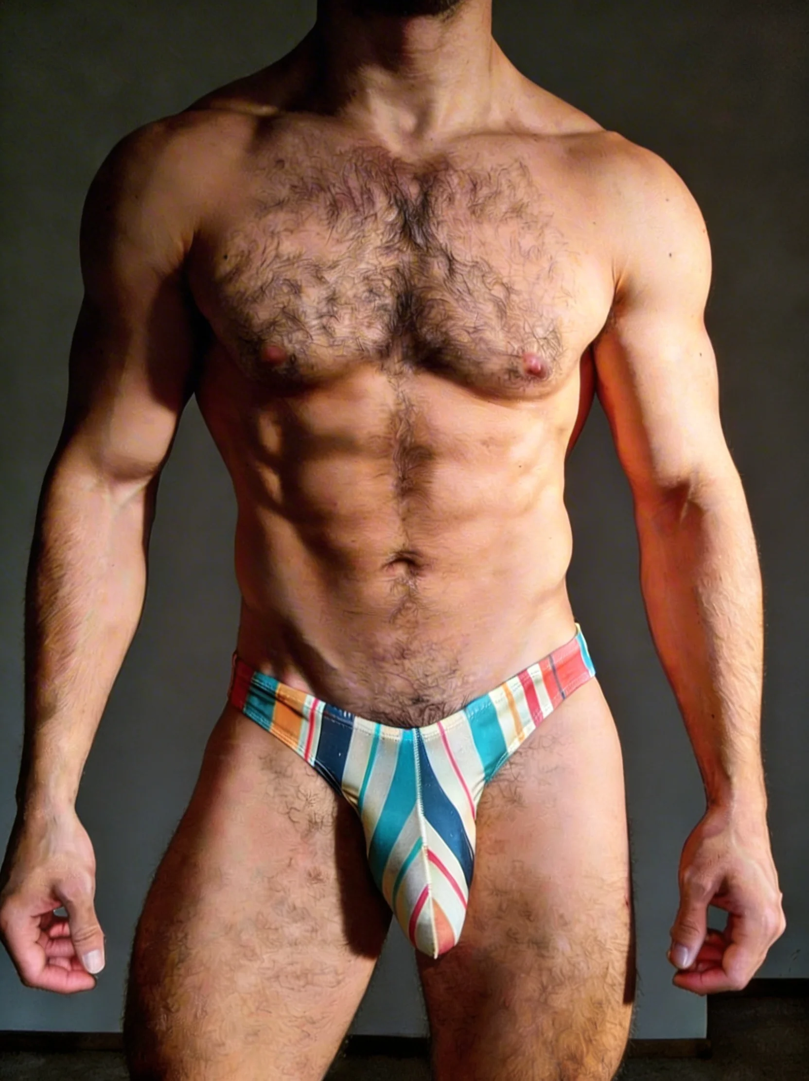Men's Slimmer Bulge Briefs - Retro Stripes - Image 2
