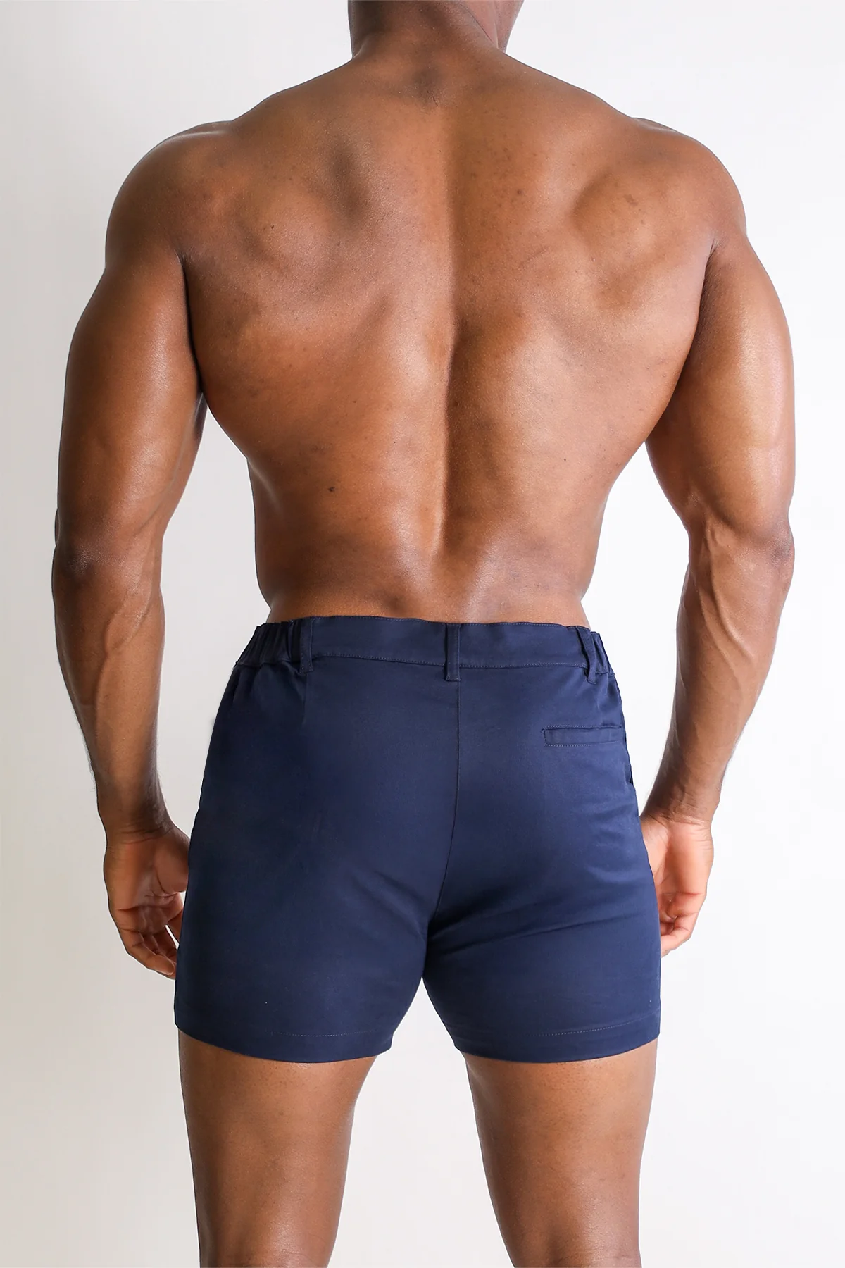 Muscle-fit Men's 4'' Stretchy Chino Shorts - Navy - Image 3