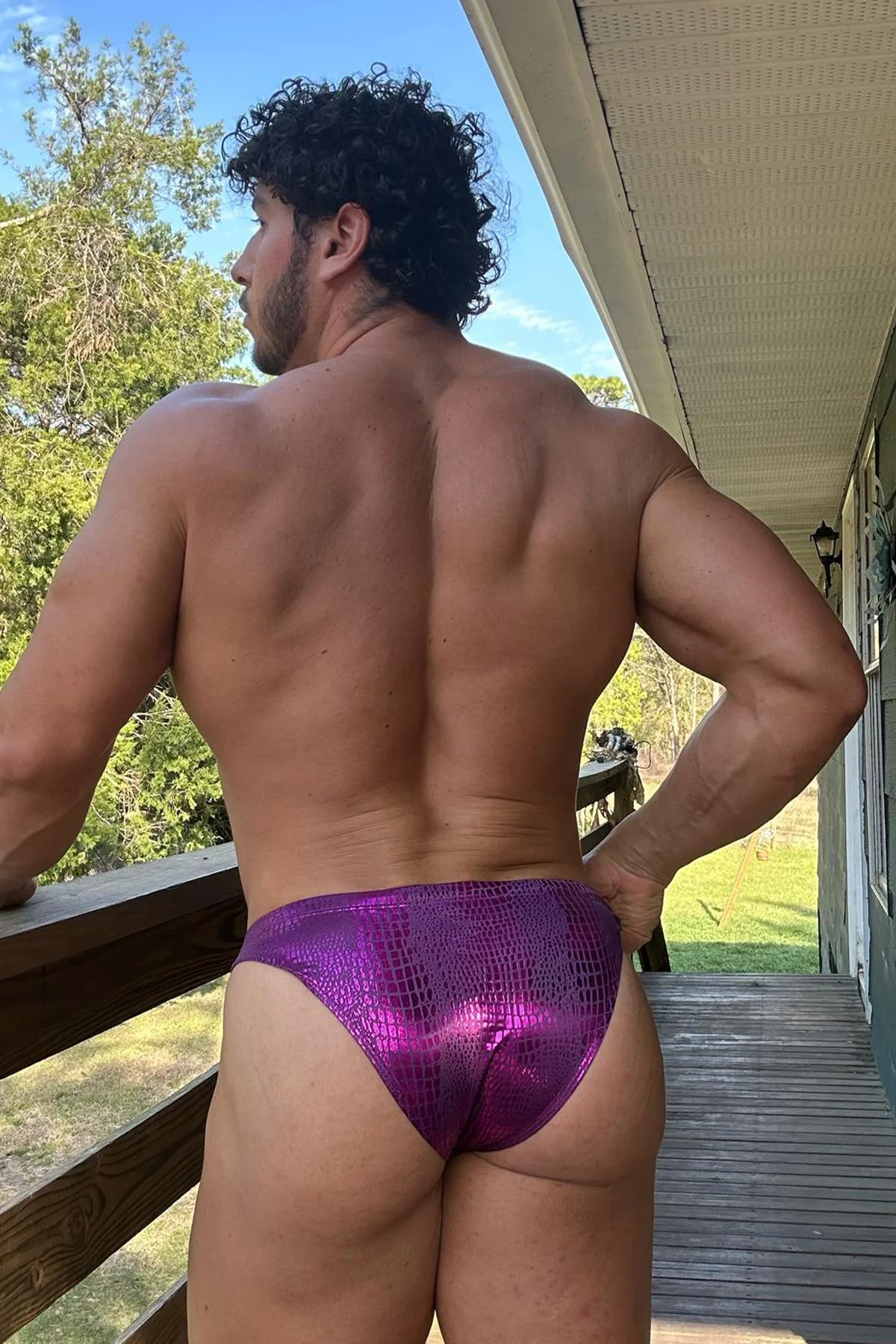 Metallica Brief with Bulge Pouch - Hot Pink Croc - Image 4