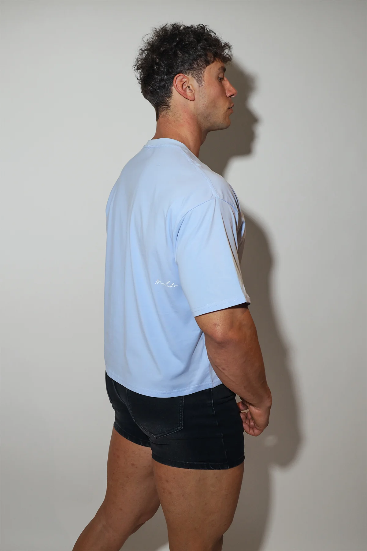 Oversized Relaxed Crop Top - Baby Blue - Image 4