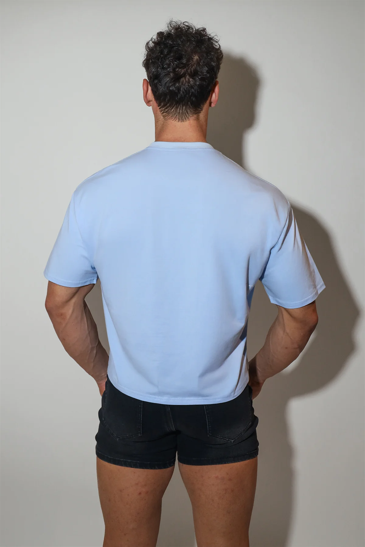 Oversized Relaxed Crop Top - Baby Blue - Image 5