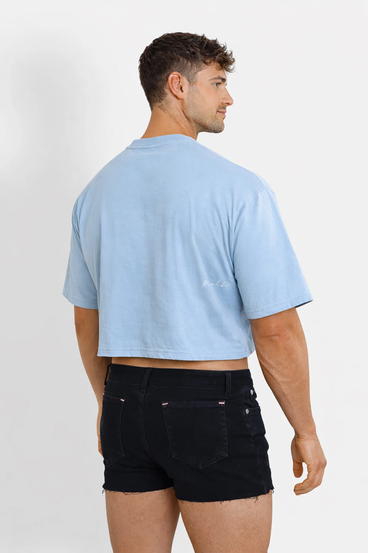 Oversized Relaxed Crop Top - Baby Blue - Image 7
