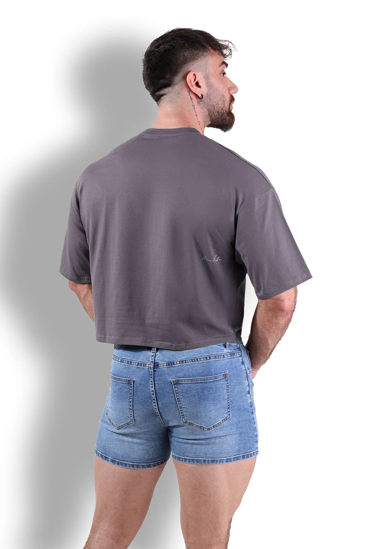 Oversized Relaxed Crop Top - Dark Grey - Image 6