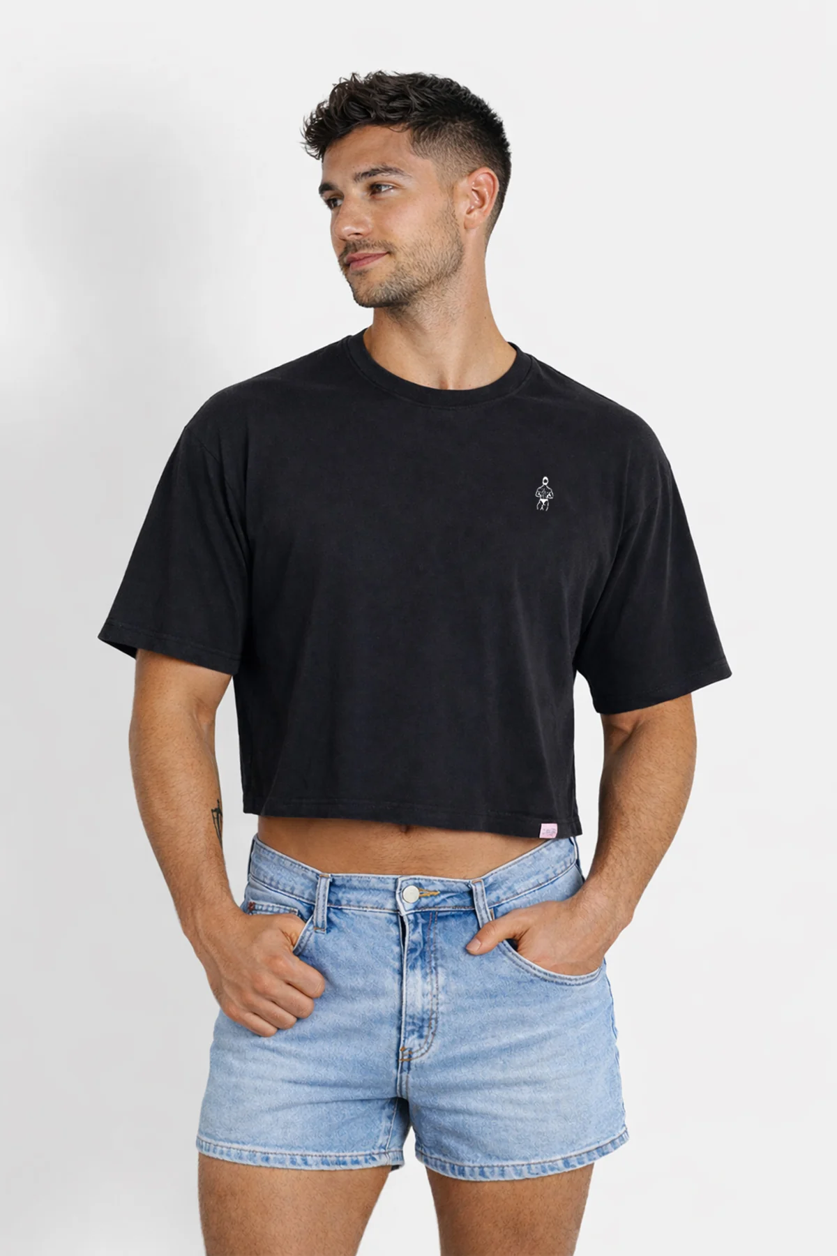 Oversized Relaxed Crop Top - Midnight Black - Image 8