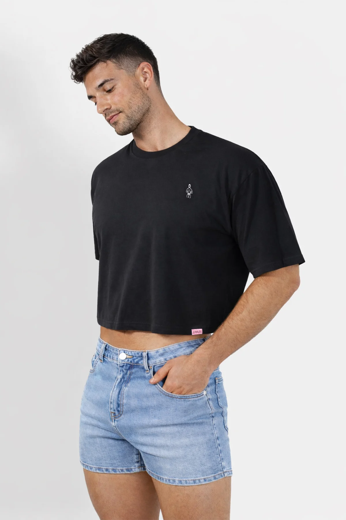 Oversized Relaxed Crop Top - Midnight Black - Image 9