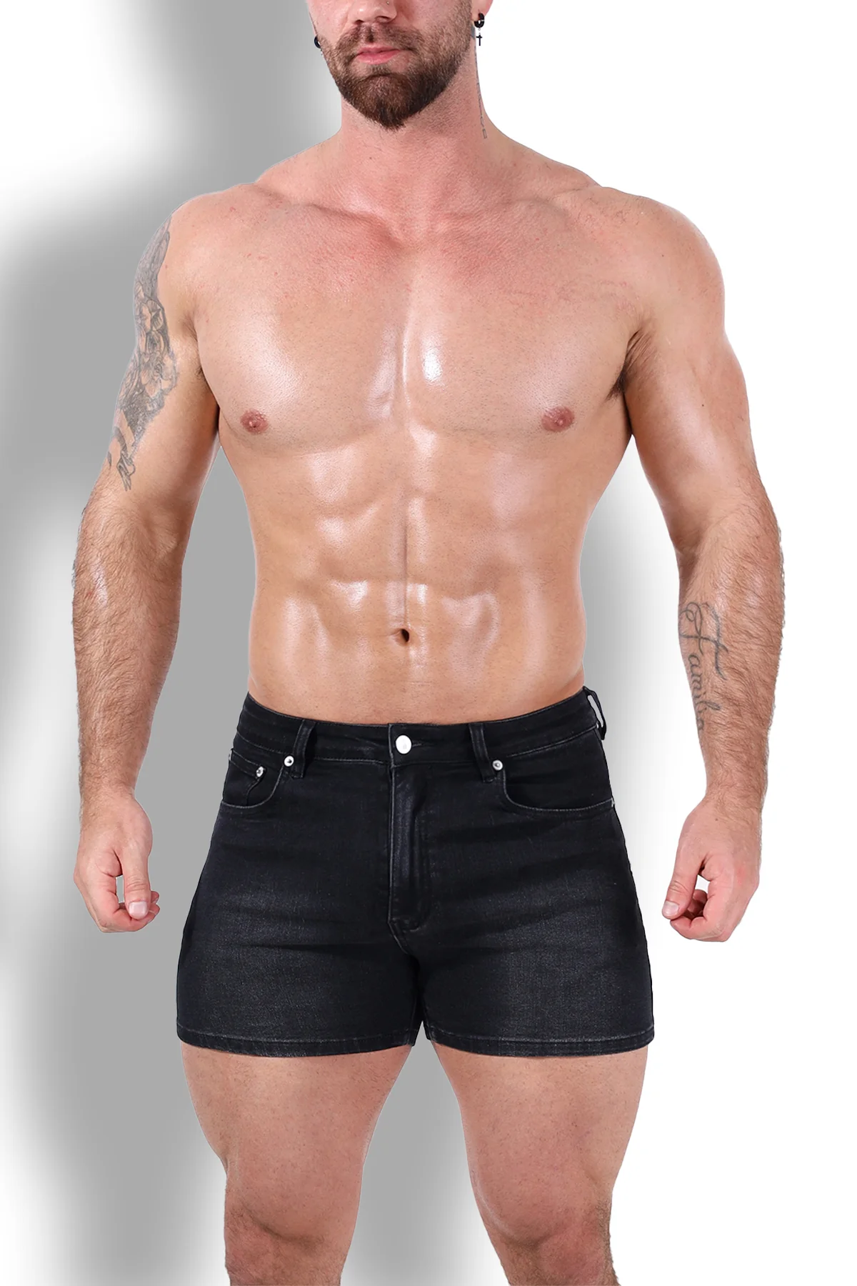 Peek-A-Boo Denim Shorts - Black - Image 5