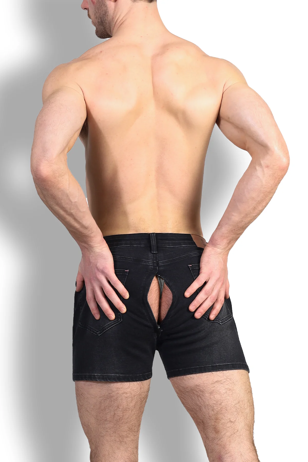 Peek-A-Boo Denim Shorts - Black - Image 9