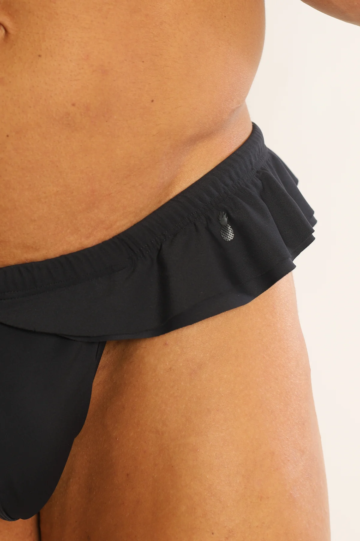 Ruffle-Trim Athletic Hybrid Swim Thong - Black 2.0 - Image 5