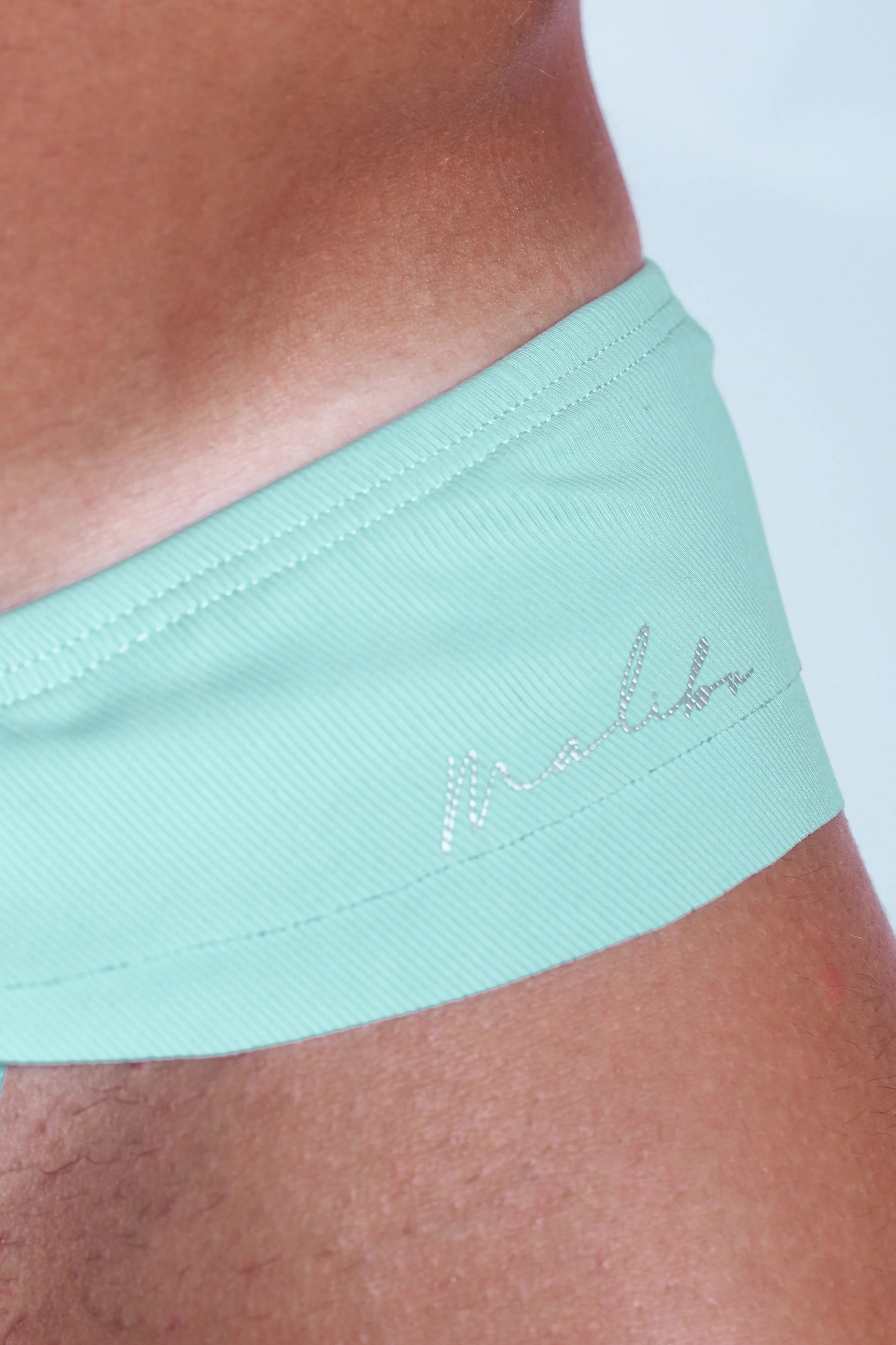 Ruffle-Trim Athletic Hybrid Swim Thong - Light Aqua - Image 4