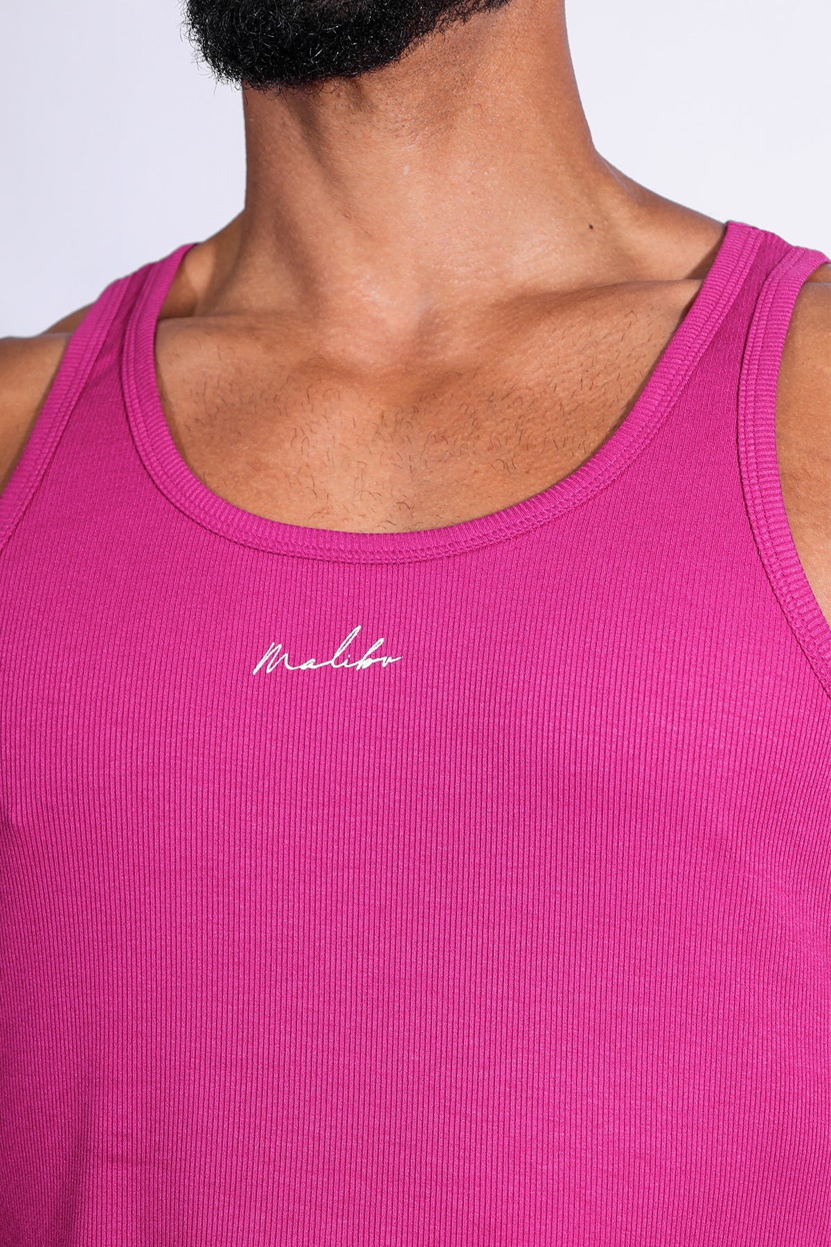 Dreamy Muscle Fit Ribbed Cropped Tank - Dark Pink - Image 4