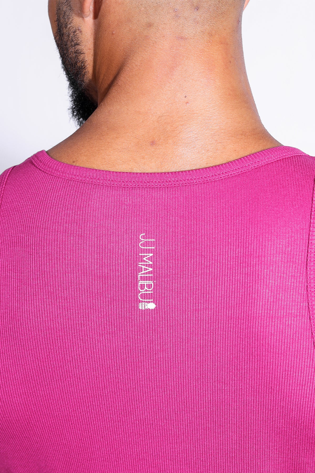 Dreamy Muscle Fit Ribbed Cropped Tank - Dark Pink - Image 5