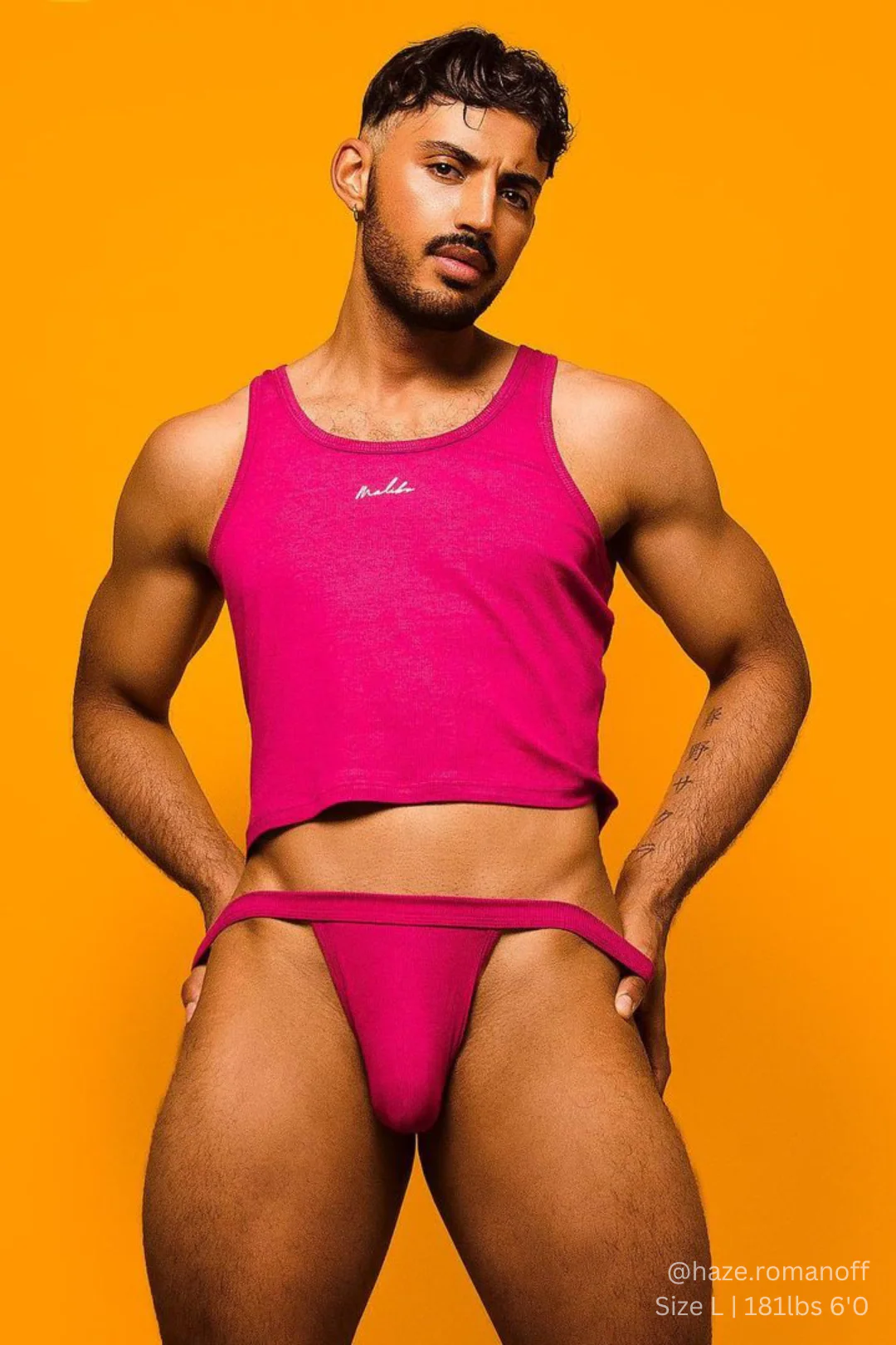 Dreamy Muscle Fit Ribbed Cropped Tank - Dark Pink - Image 7