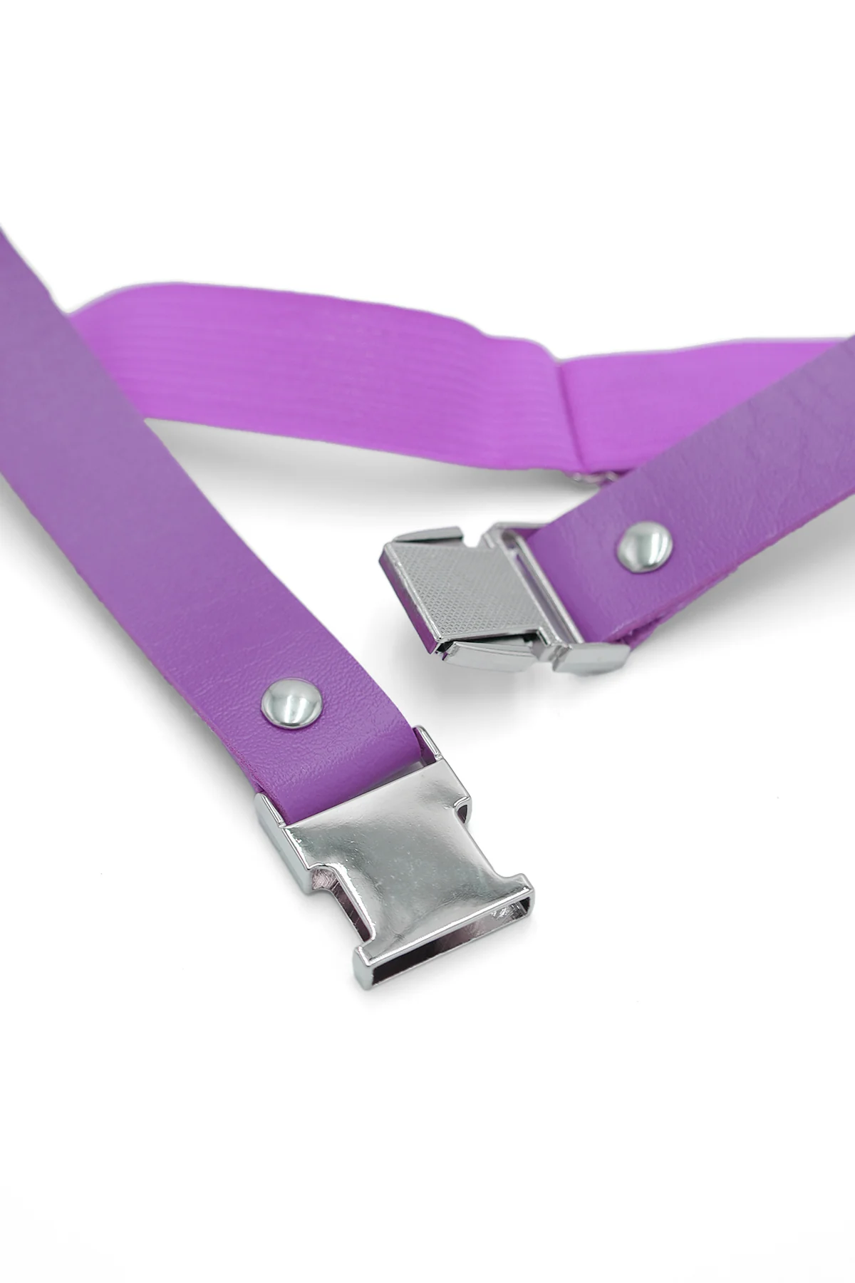 Vegan Leather Snap Buckle Leg Band - Lavender - Image 9