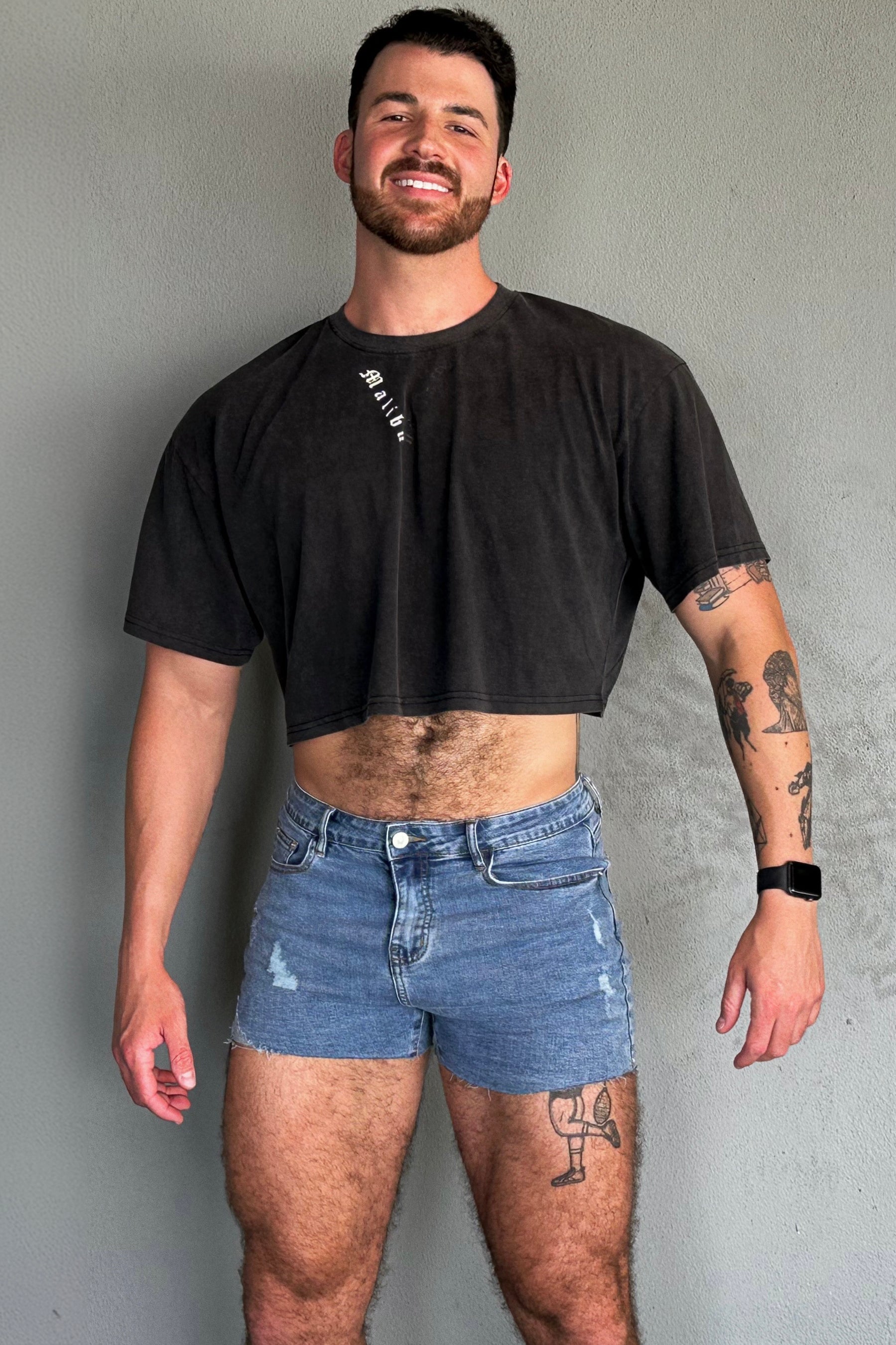Vintage-Washed Drop-Shoulder Crop Tee - Malibu V - Image 3