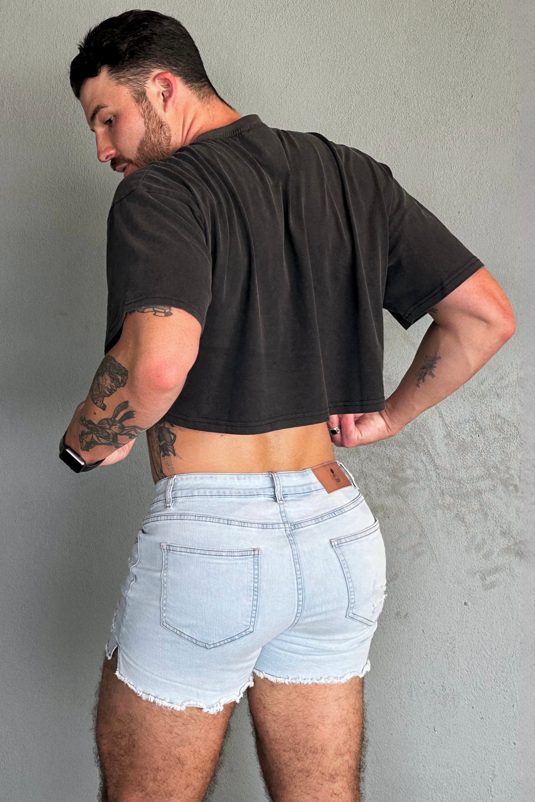Vintage-Washed Drop-Shoulder Crop Tee - Malibu V - Image 4