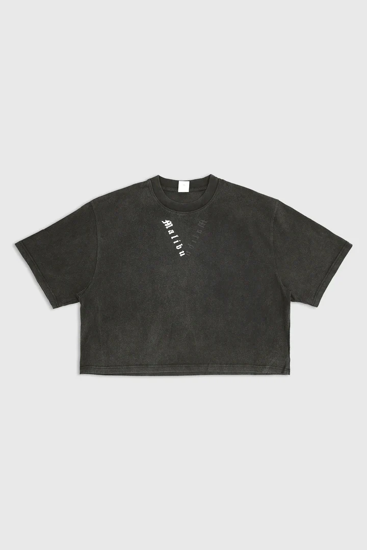 Vintage-Washed Drop-Shoulder Crop Tee - Malibu V - Image 5