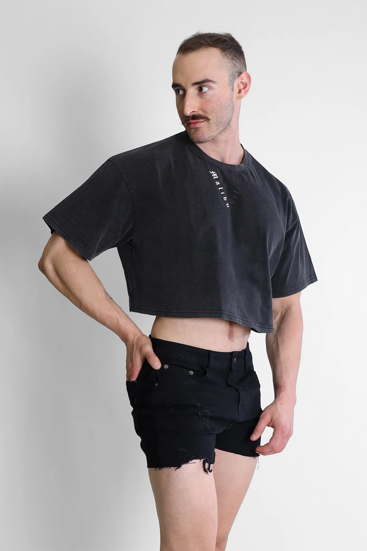 Vintage-Washed Drop-Shoulder Crop Tee - Malibu V - Image 7